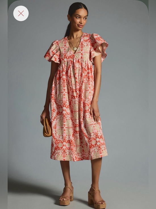 Maeve Dresses & Skirts - Anthropologie Printed Flutter-Sleeve Babydoll Dress